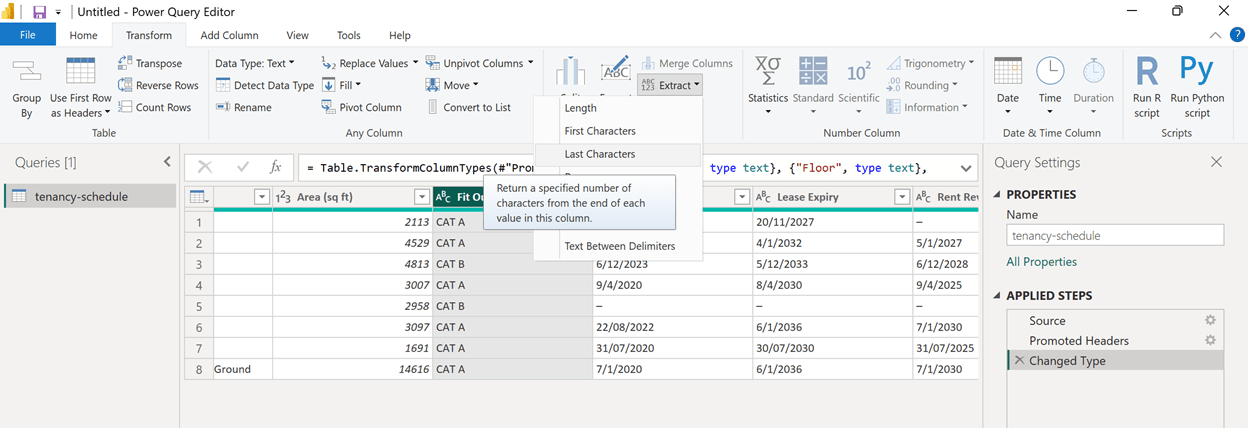 Extract last character Power Query