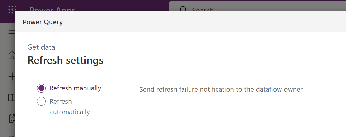 Refresh settings Dataflows