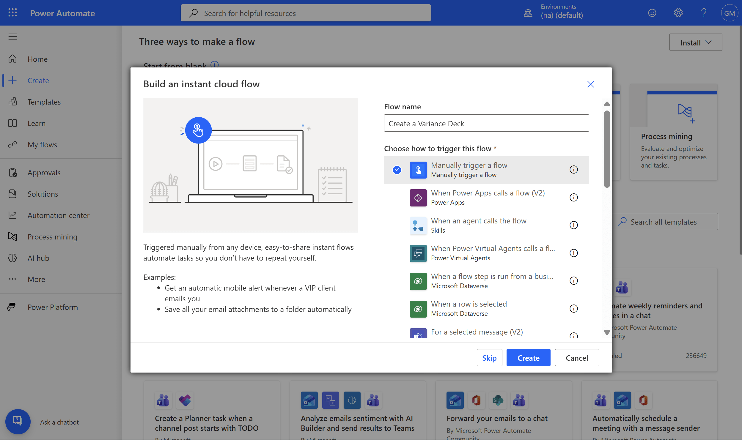 Manually trigger a flow 