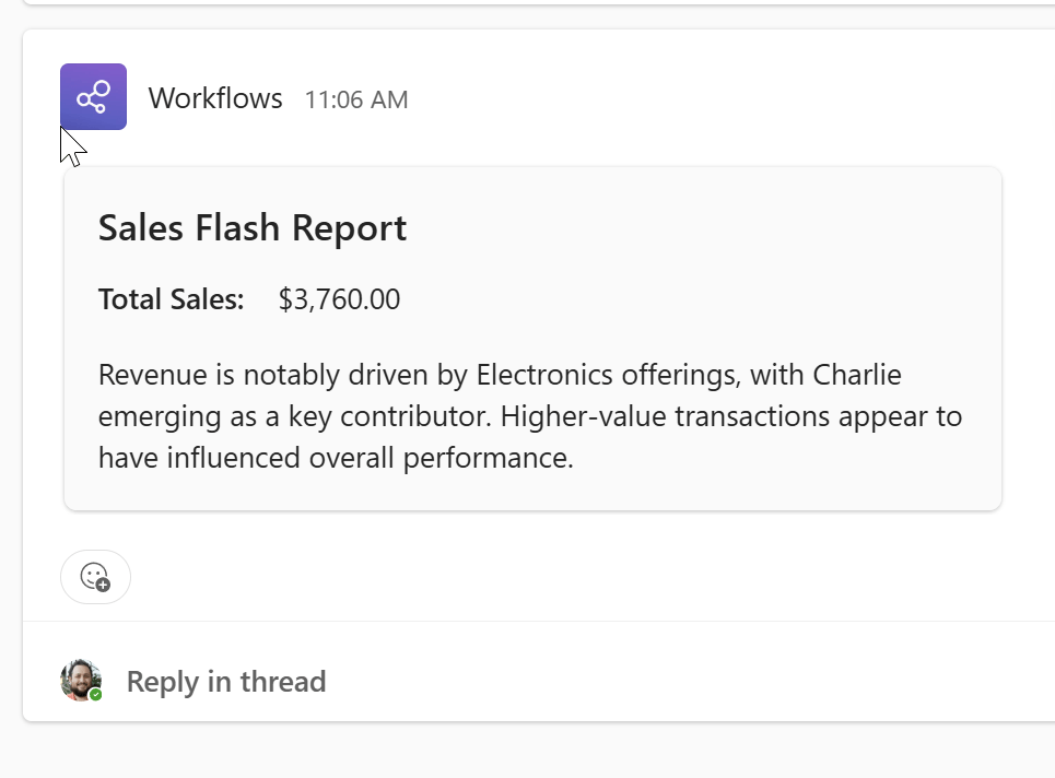 Sales flash report 