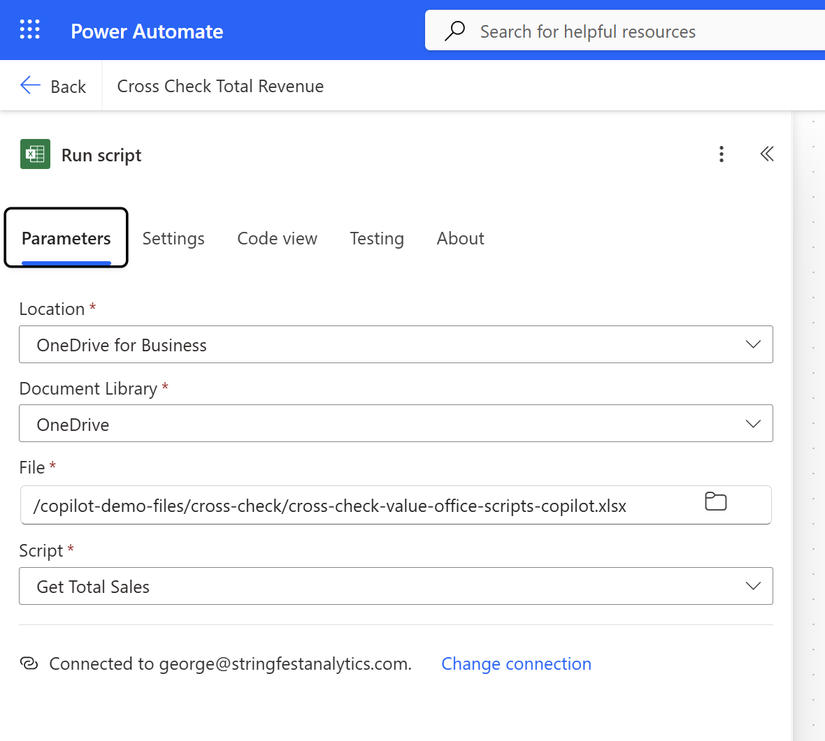 Run Script Power Automate
