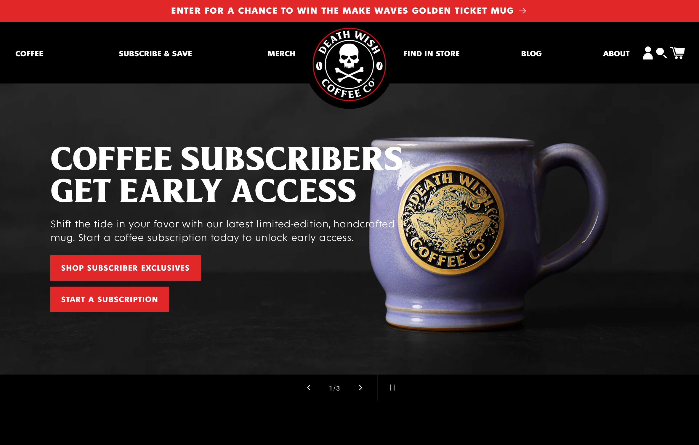 Death Wish Coffee web homepage