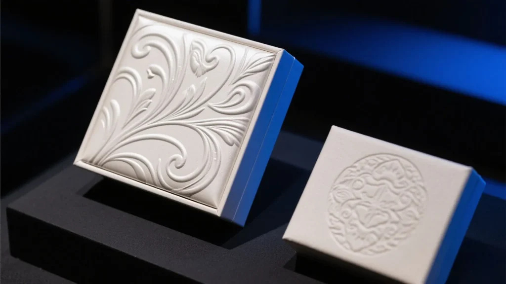 White luxury embossed packaging