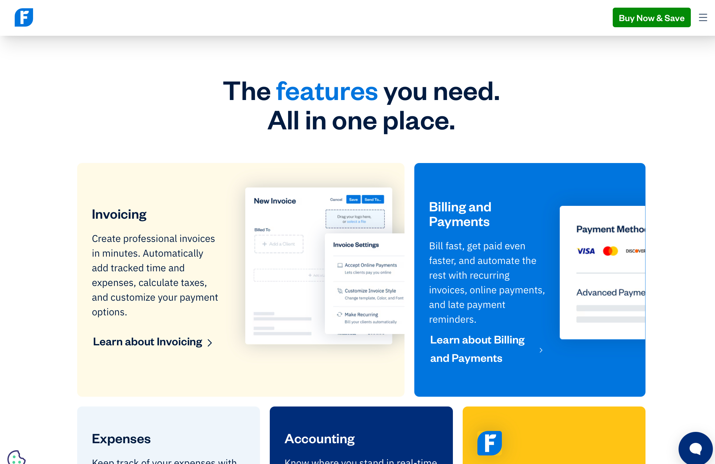 FreshBooks homepage