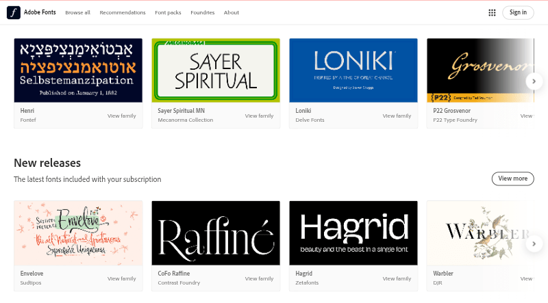 Fonts on Adobe