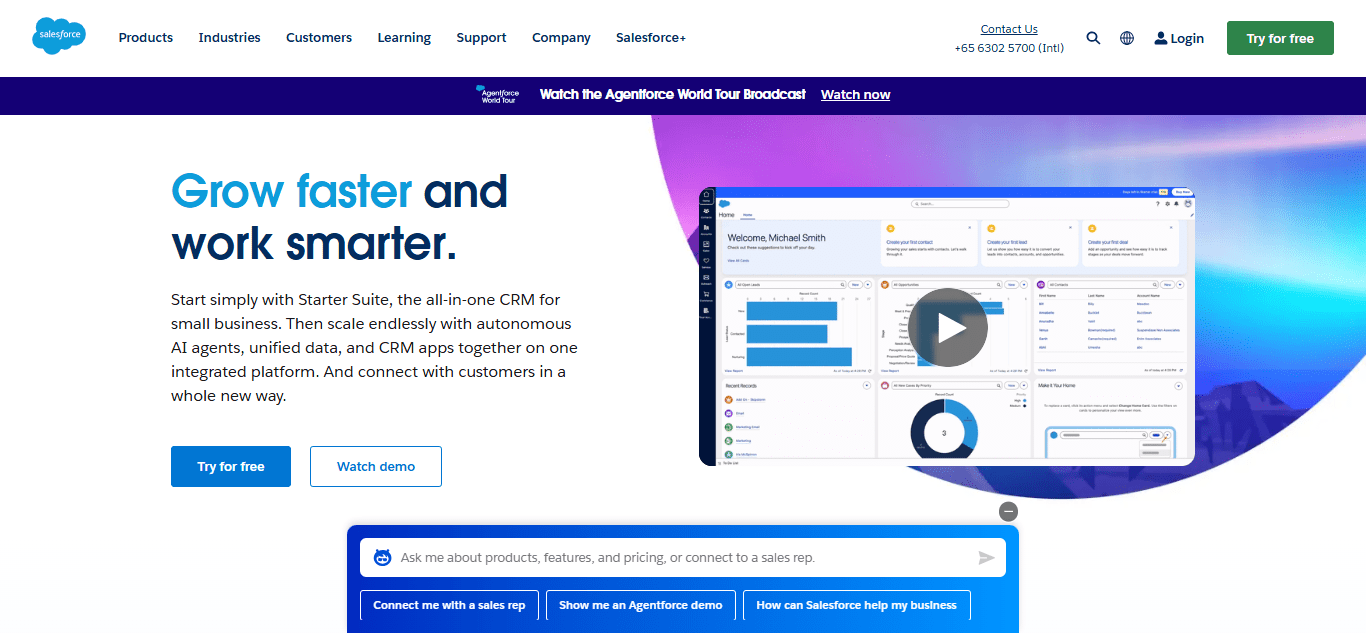 Homepage of Salesforce