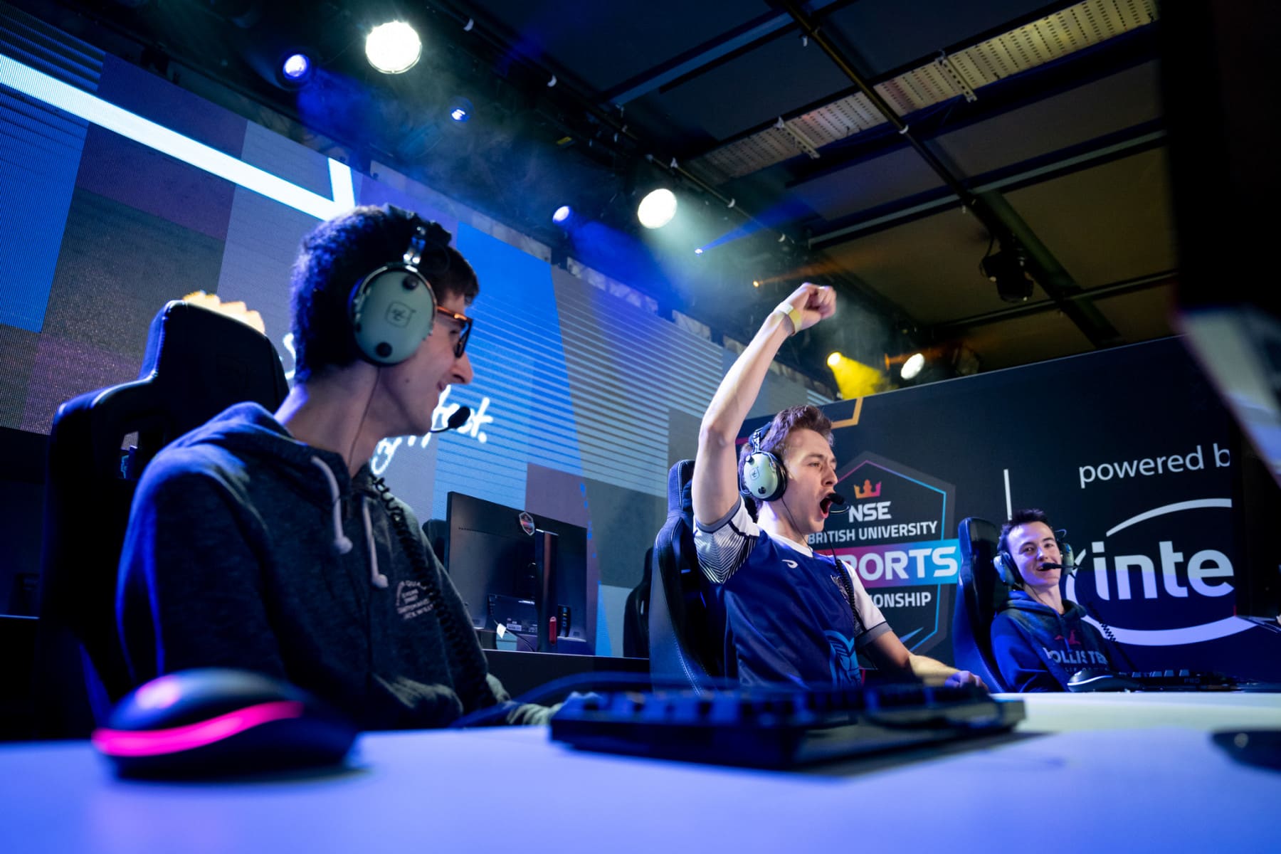 Intel eSports arena with excited gamers