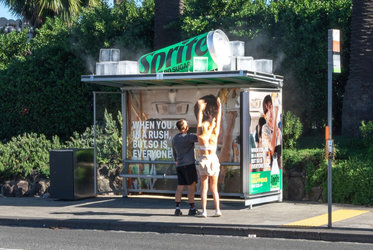 Sprite bus stop installation with refresh button