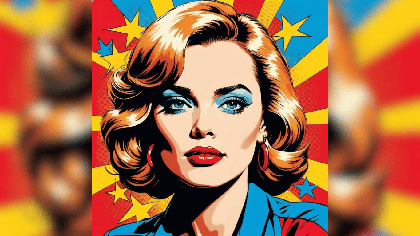 AI-generated image featuring a woman illustration in pop art style
