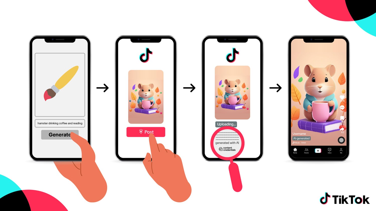 AI-generated illustration posted step by step