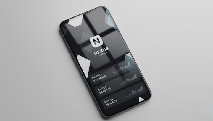 AI-generated image of a mobile phone displaying a minimalistic UI design