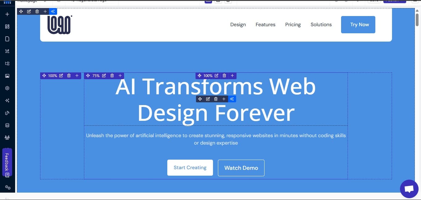 Dorik AI website builder interface