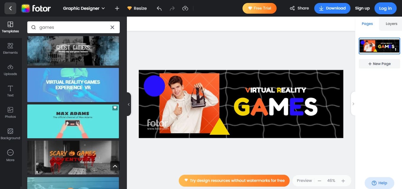Fotor graphic design interface