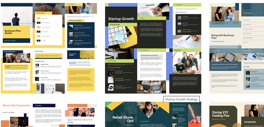 A Collection of visually designed business plan templates