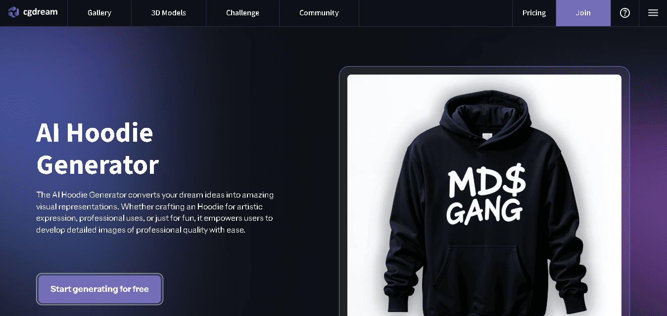 CGDream AI Hoodie Generator