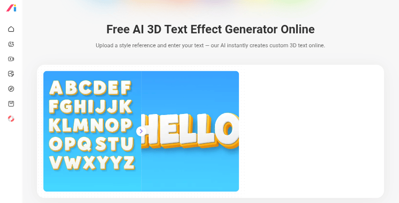 LogoAI 3D Text Effect Generator Homepage
