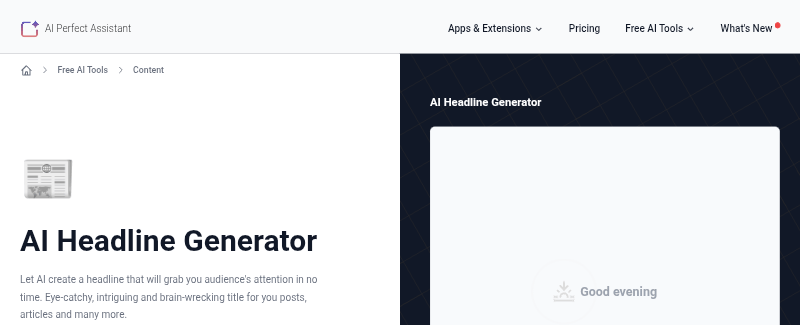 PerfectAssistant.ai Homepage