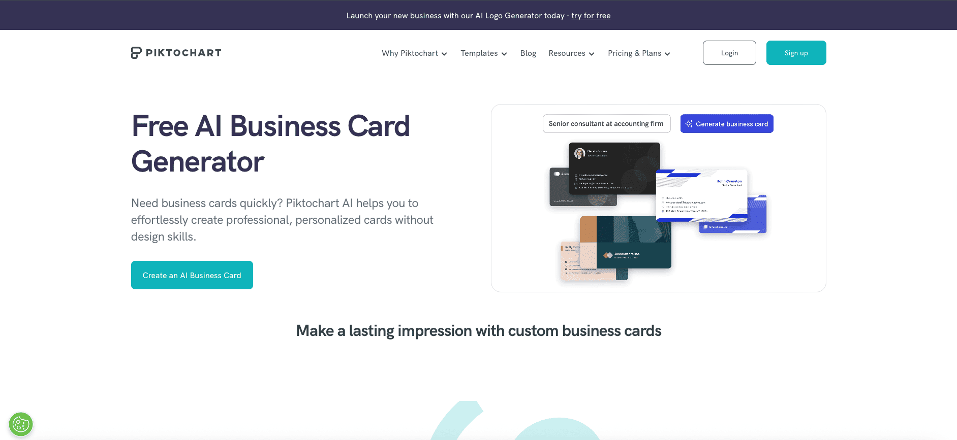 Piktochart AI-generated business card with balanced layout