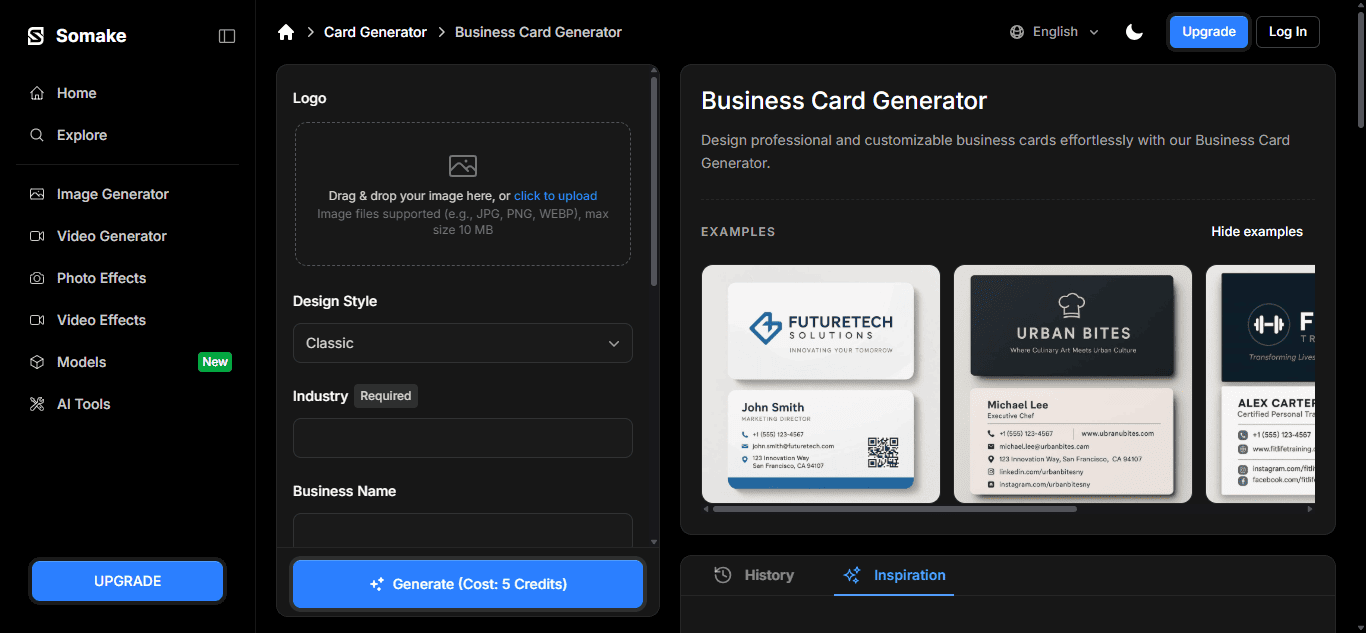 Somake simple and minimal business card preview