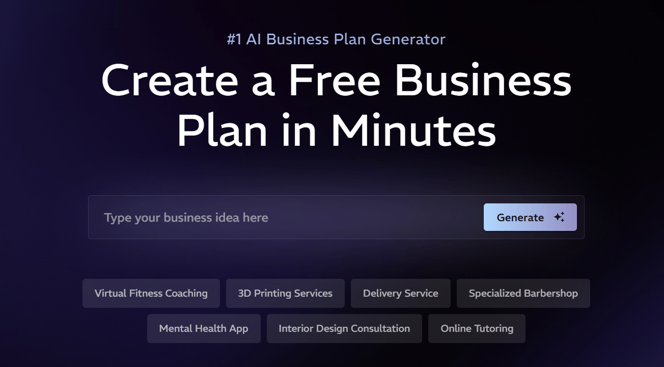 Type a prompt to generate the business plan 