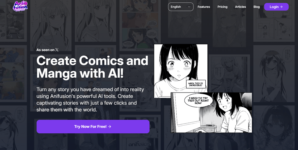 Anifusion webpage