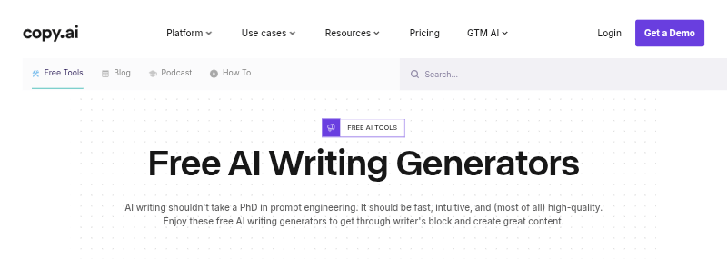 Copy.ai writing generator
