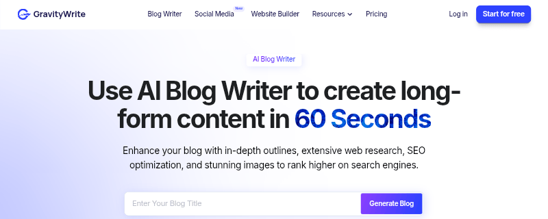 GravityWrite homepage