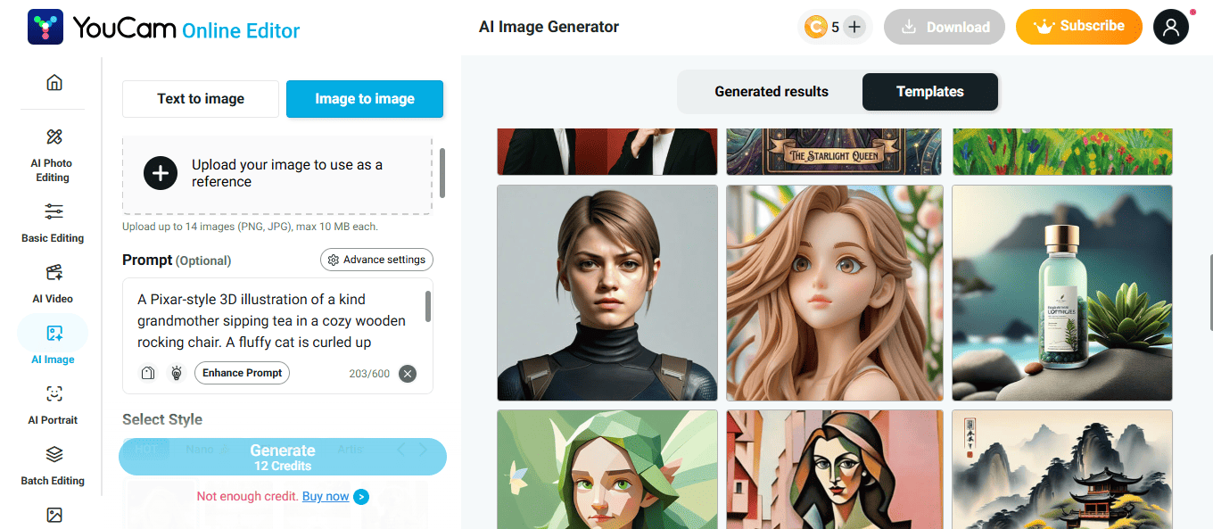 YouCam Online Editor interface 