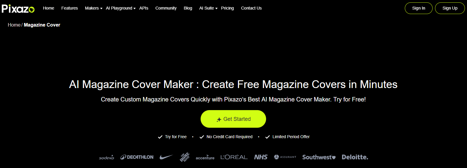 Pixazo’s magazine cover maker