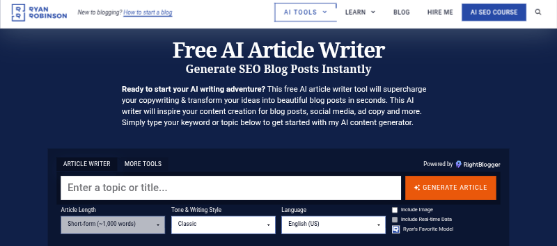 RyRob AI article writer