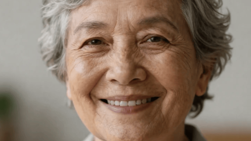a picture of an elderly lady in photorealistic style