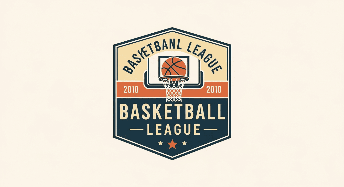 Vintage basketball badge logo with hoop icon