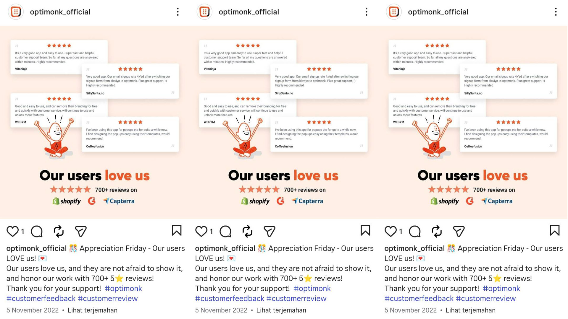 OptiMonk Instagram ad