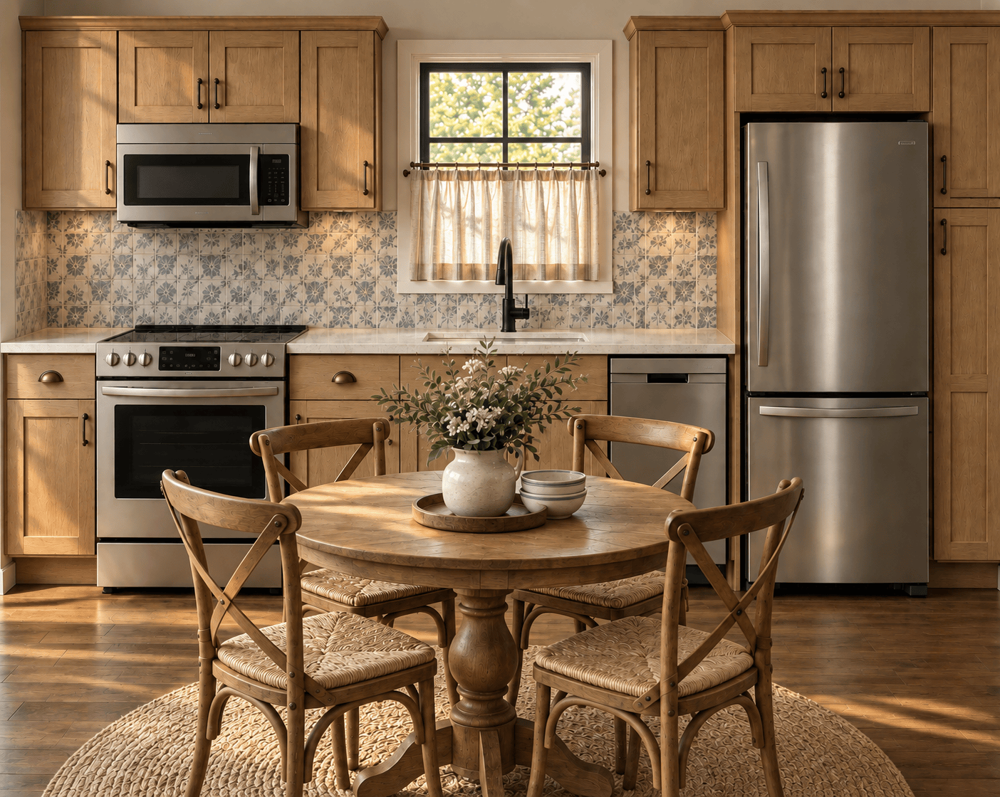 Sunlit Warm Oak Kitchen