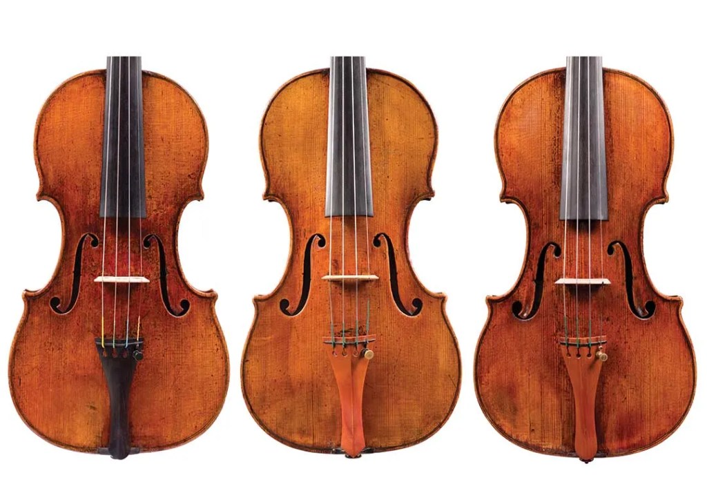 Comparing the mystery instrument (right) to two examples by Guarneri del Gesù 