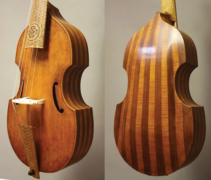 Belly and back of 2017 bass viol Otohime; after Joachim Tielke