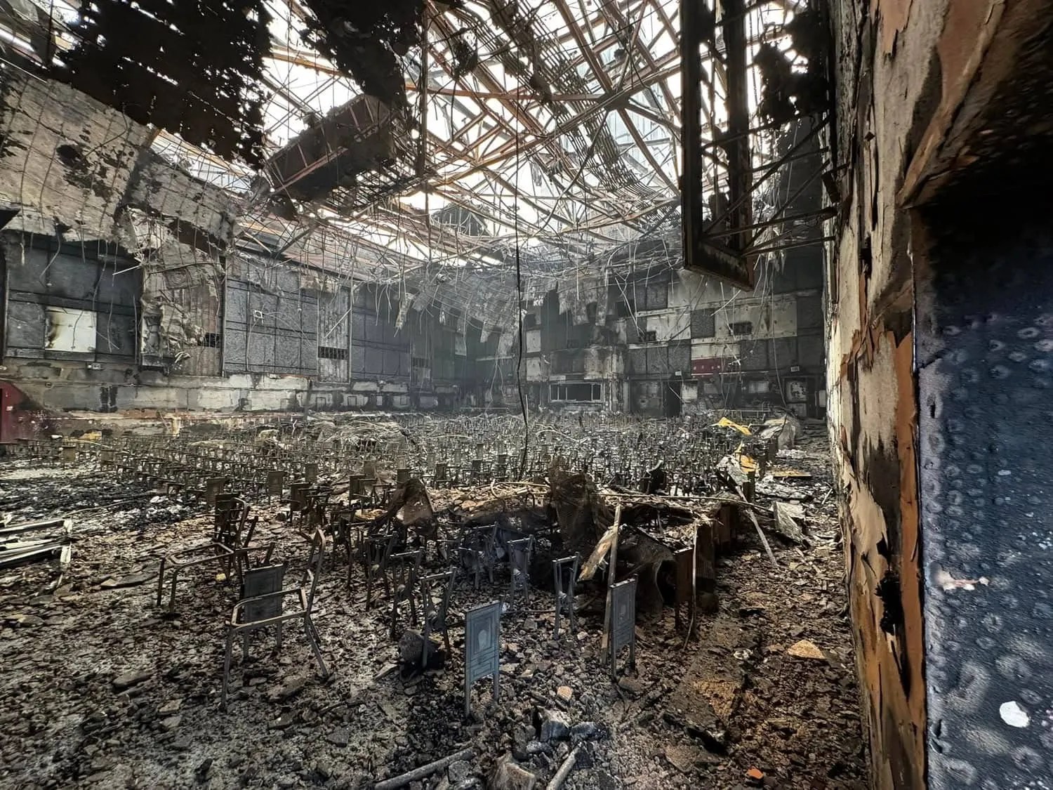 School auditorium destroyed in fire