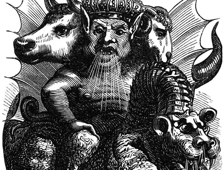 Asmodai (Asmodeus) Three-Headed Figure