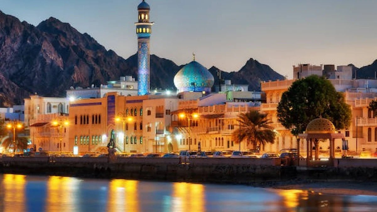 Muscat, Oman waterfront at dusk, representing the GCC Youth Forum bringing together young leaders for digital skills, entrepreneurship and regional collaboration.