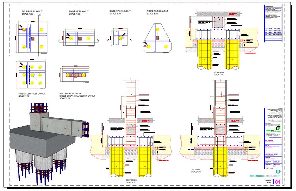 Reinforced Concrete Pile Caps Cad Detail Drawing Structuraldetails