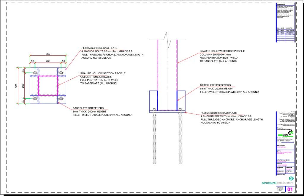 Steel Foundation Cad Detailed Drawings Structuraldetails