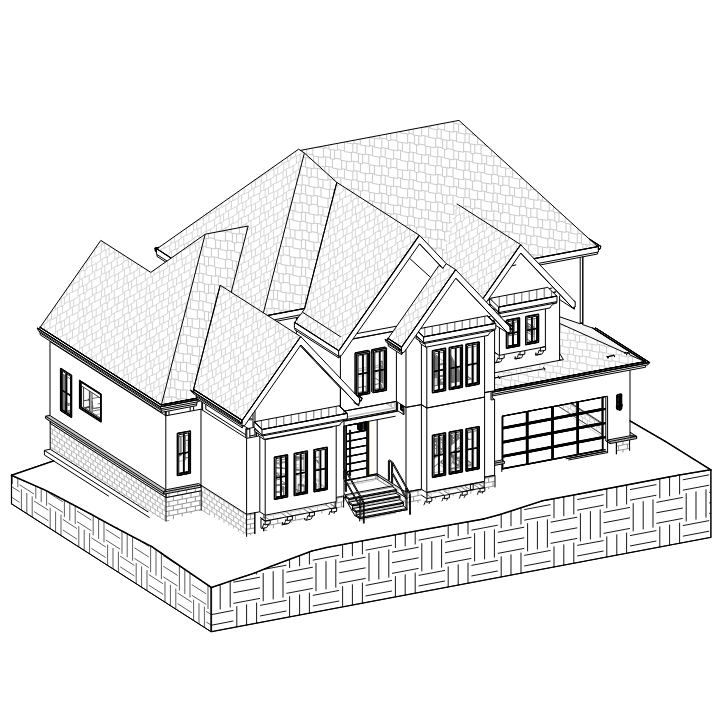 3D Rendering of a new 2-story country-style home