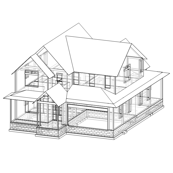 3D Rendering of a new, 2-story craftsman-style home