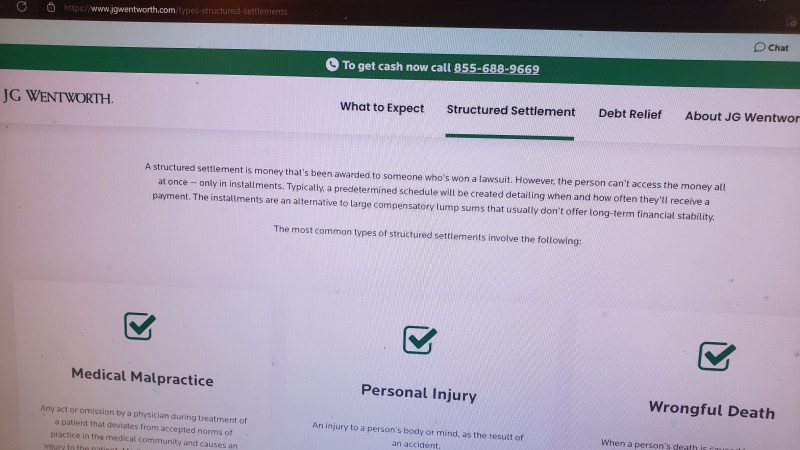 JG Wentworth structured settlement quote