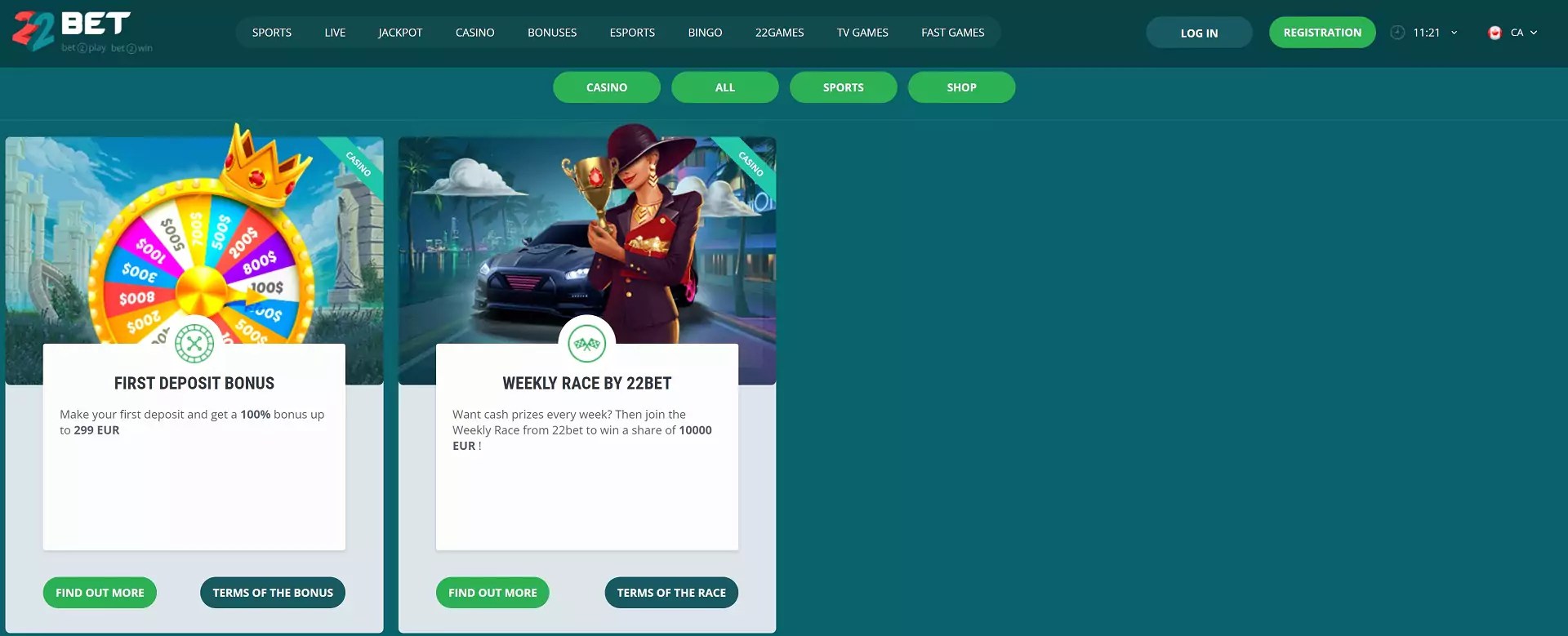 22Bet Online Casino Canada Review + $300 Casino Bonus
