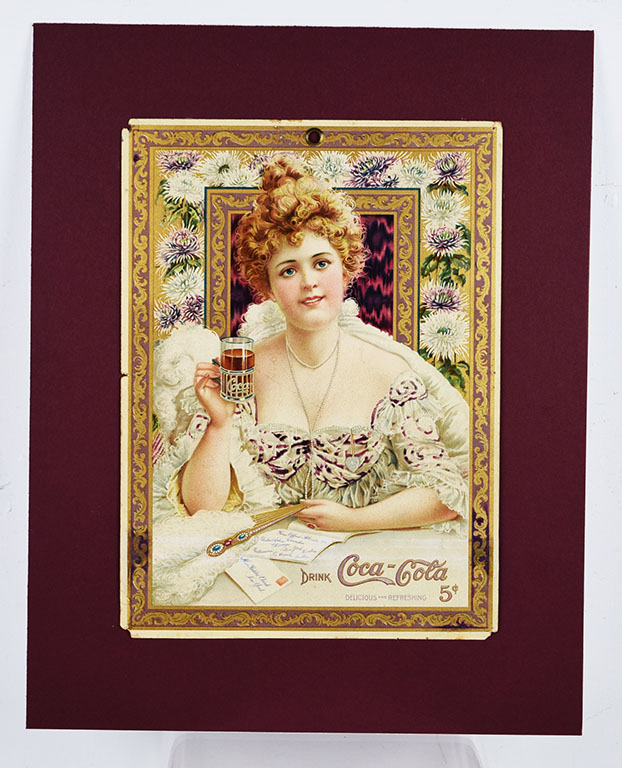 Ｓ★商品Ｎｏ.３７２６★Ｃｏｃａ―Ｃｏｌａ缶バッグ＋積載車＋グラス＋腕時計他色々 1903 Coca Cola Calendar Top Hilda Clark Rare Framed Piece