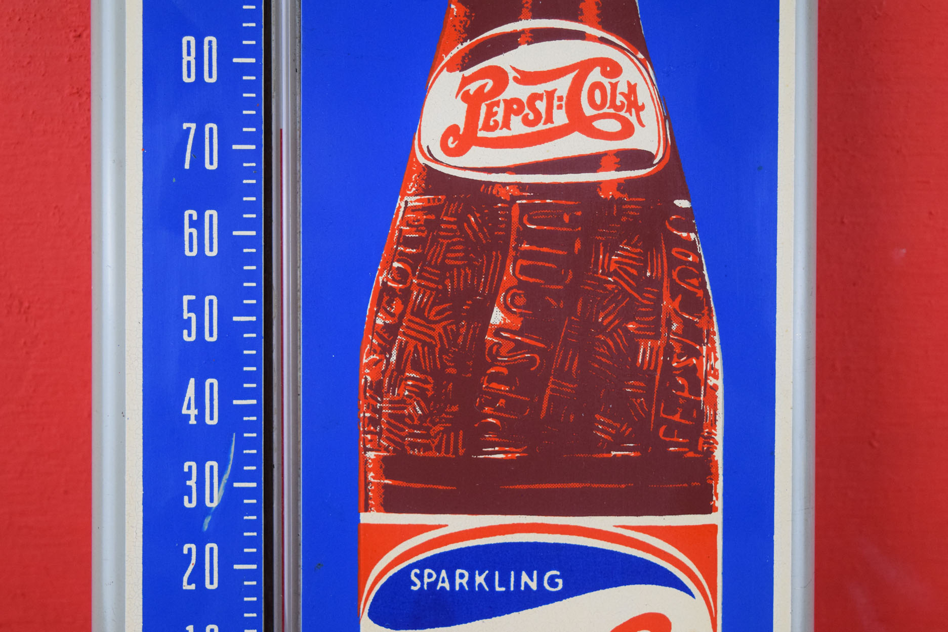 Rare Pepsi Cola Double Dot Bottle Thermometer Bigger Better