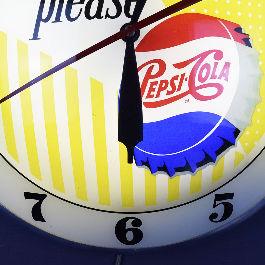 Say Pepsi Please Double Bubble Light Up Clock Works Great 1961