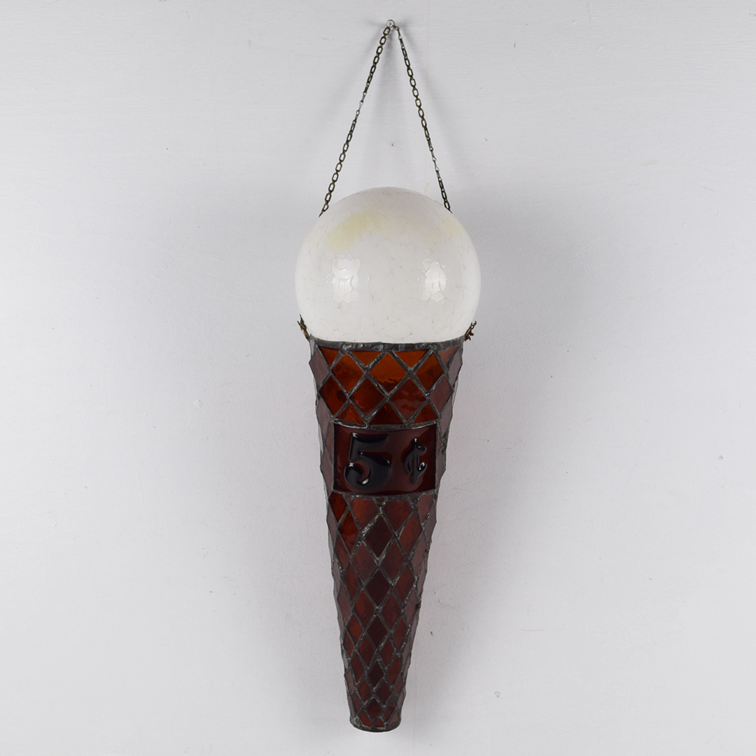 Stained Glass Ice Cream Cone Hanging Advertising & Bracket