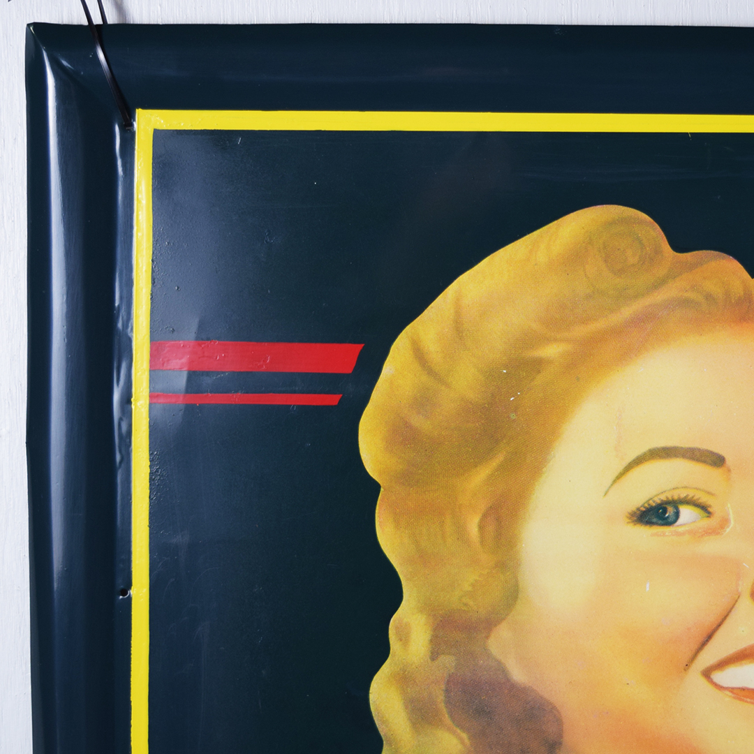 1941 Drink Cleo Cola Embossed Self Framed Tin Sign Vess Beverage